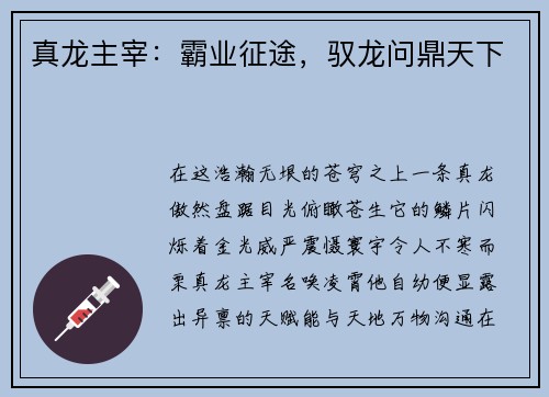 真龙主宰：霸业征途，驭龙问鼎天下